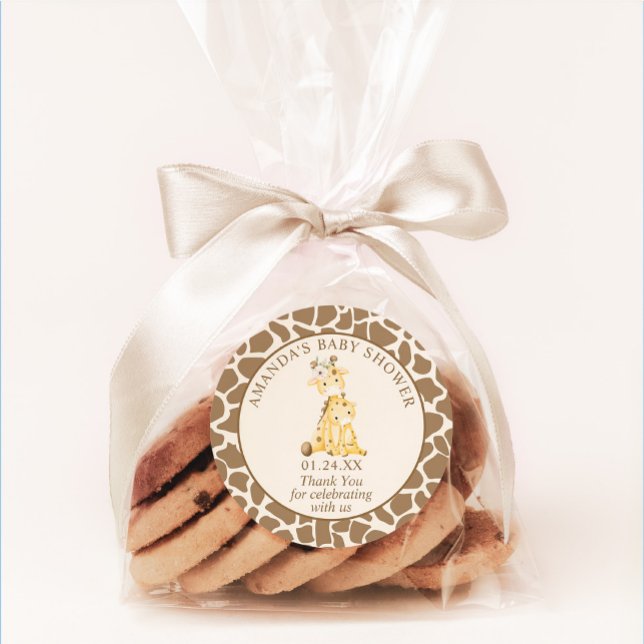 Neutral Mama and Baby Giraffe Classic Round Sticke Sticker (Creator Uploaded)