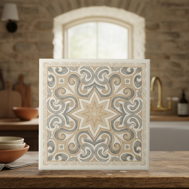 Neutral Mediterranean Pattern Pat#15 Greige ID1195 Tile (Creator Uploaded)