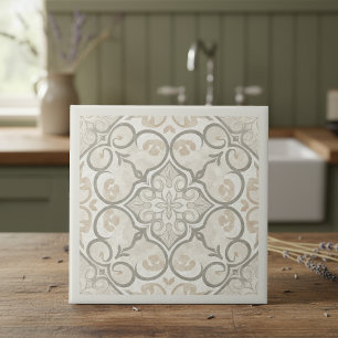 Neutral Mediterranean Pattern Pat#17 Greige ID1195 Tile