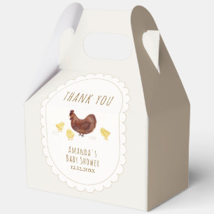 Neutral Minimal Boho Farm Chicken Baby Shower Favour Box