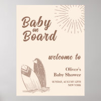 Neutral Minimal Boho Surfboard Baby Shower Welcome