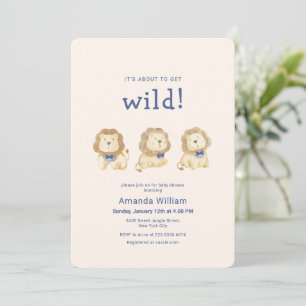 Neutral Minimal Boho Wild Sarafi Lion Baby Shower Invitation