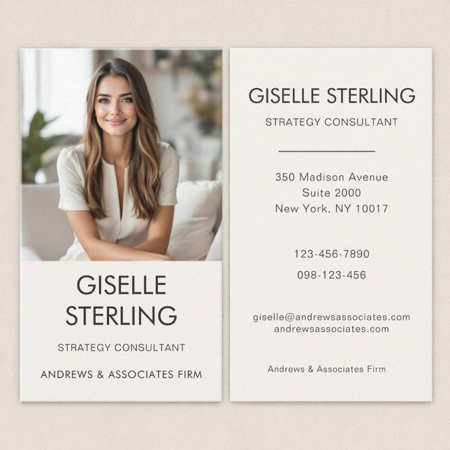 Neutral Minimal Professional Photo Modern  Business Card (Creator Uploaded)