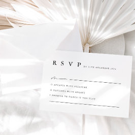 Neutral Minimalist Black White Wedding RSVP Card