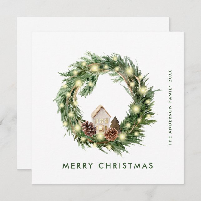 Neutral Minimalist Boho Christmas Composition Holiday Card (Front/Back)
