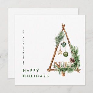 Neutral Minimalist Boho Christmas Composition Holiday Card
