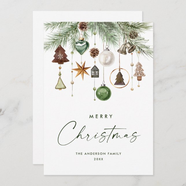 Neutral Minimalist Boho Christmas Composition Holiday Card (Front/Back)