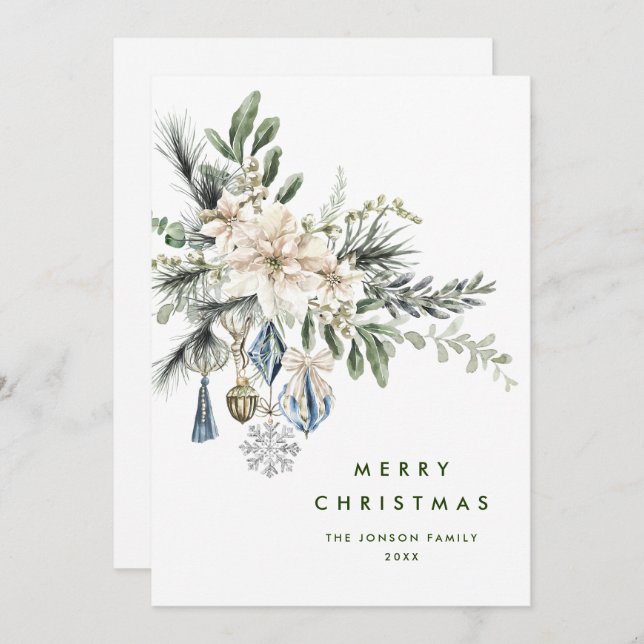 Neutral Minimalist Boho Christmas Composition Holiday Card (Front/Back)