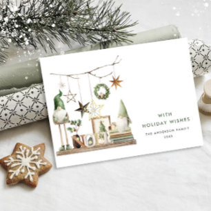 Neutral Minimalist Boho Christmas Composition Holiday Card
