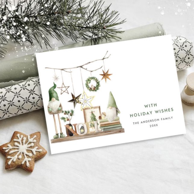 Neutral Minimalist Boho Christmas Composition Holiday Card (Creator Uploaded)