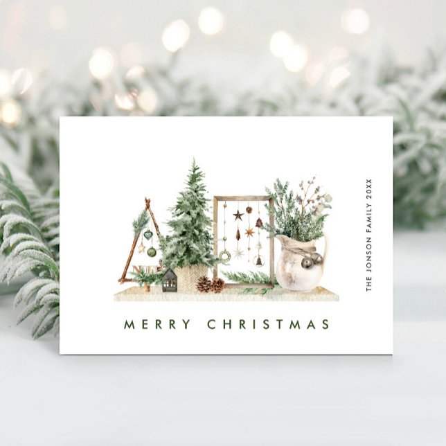 Neutral Minimalist Boho Christmas Composition Holiday Card (Creator Uploaded)