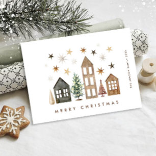 Neutral Minimalist Boho Christmas Composition Holiday Card