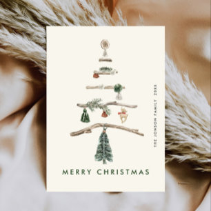 Neutral Minimalist Boho Christmas Composition Holiday Card