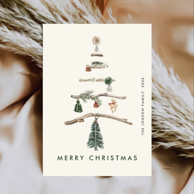 Neutral Minimalist Boho Christmas Composition Holiday Card (Creator Uploaded)