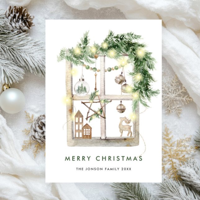 Neutral Minimalist Boho Christmas Composition Holiday Card (Creator Uploaded)