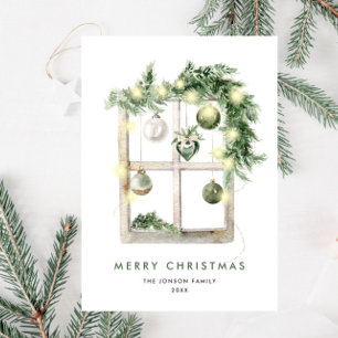 Neutral Minimalist Boho Christmas Composition Holiday Card