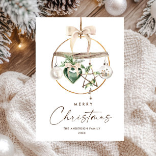 Neutral Minimalist Boho Christmas Composition Holiday Card