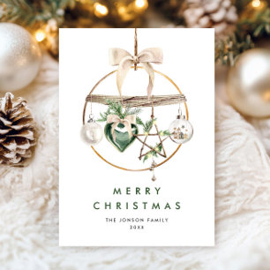 Neutral Minimalist Boho Christmas Composition Holiday Card