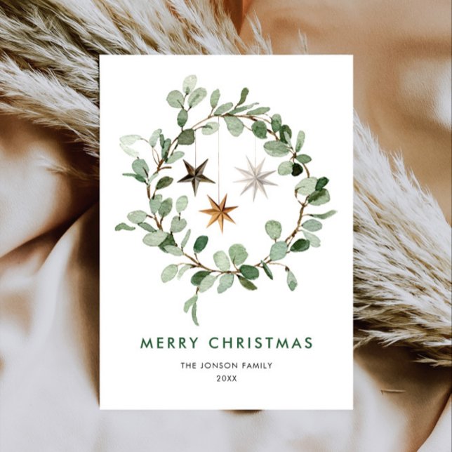 Neutral Minimalist Boho Christmas Composition Holiday Card (Creator Uploaded)