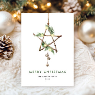 Neutral Minimalist Boho Christmas Composition Holiday Card