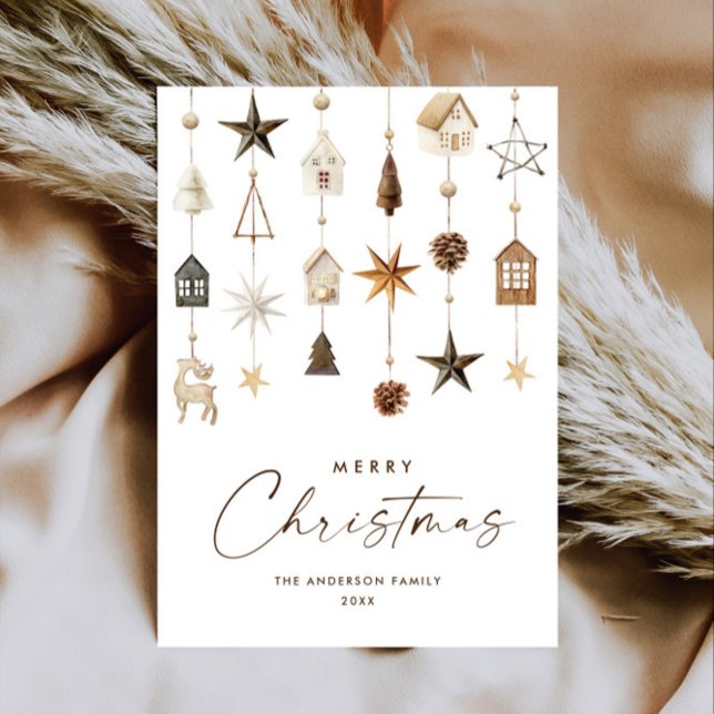 Neutral Minimalist Boho Christmas Composition Holiday Card (Creator Uploaded)