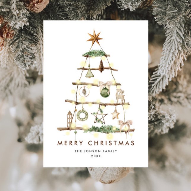 Neutral Minimalist Boho Christmas Composition Holiday Card (Creator Uploaded)