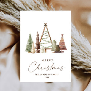 Neutral Minimalist Boho Christmas Composition Holiday Card