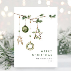 Neutral Minimalist Boho Christmas Composition Holiday Card