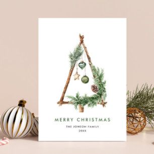 Neutral Minimalist Boho Christmas Composition Holiday Card