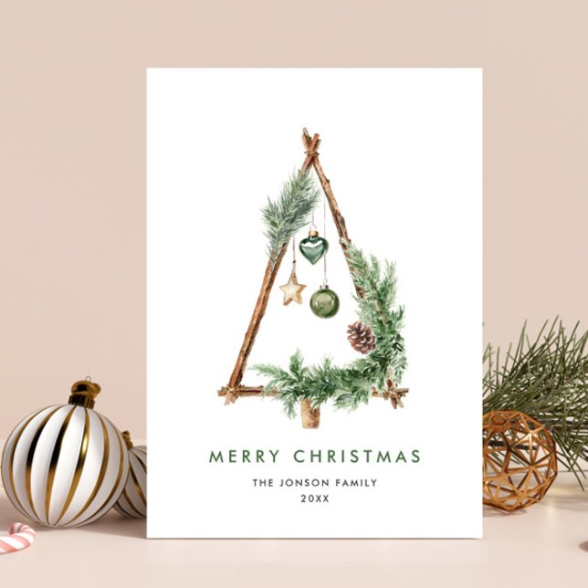 Neutral Minimalist Boho Christmas Composition Holiday Card (Creator Uploaded)