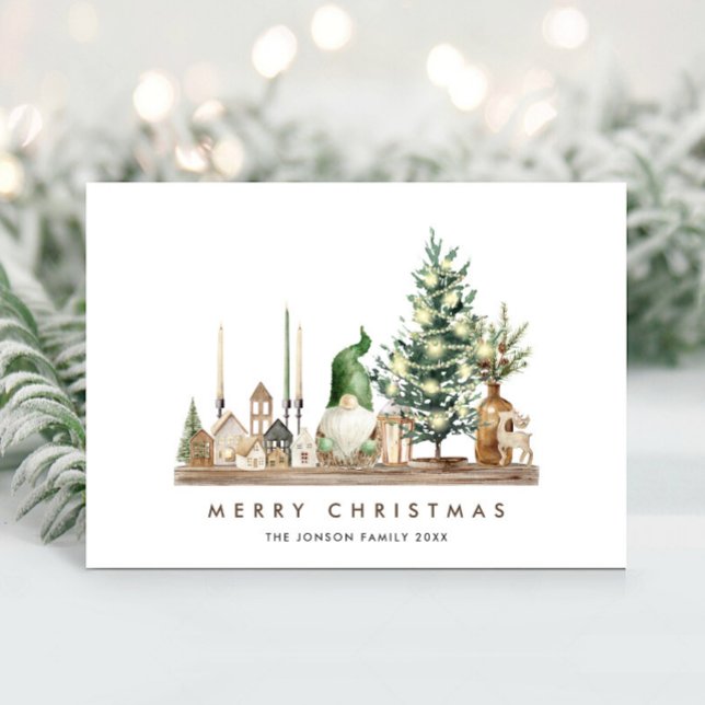Neutral Minimalist Boho Christmas Composition Holiday Card (Creator Uploaded)