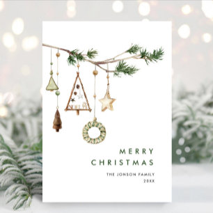 Neutral Minimalist Boho Christmas Composition Holiday Card