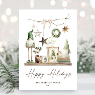 Neutral Minimalist Boho Christmas Composition Holiday Card