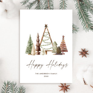 Neutral Minimalist Boho Christmas Composition Holiday Card