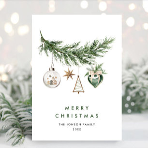 Neutral Minimalist Boho Christmas Composition Holiday Card
