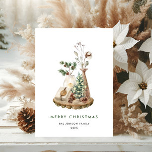 Neutral Minimalist Boho Christmas Composition Holiday Card