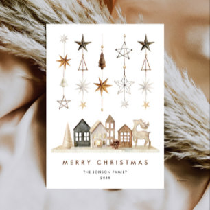 Neutral Minimalist Boho Christmas Composition Holiday Card
