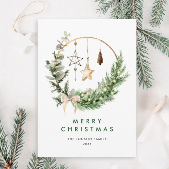 Neutral Minimalist Boho Christmas Composition Holiday Card (Creator Uploaded)