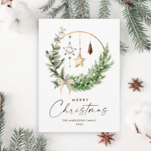 Neutral Minimalist Boho Christmas Composition Holiday Card