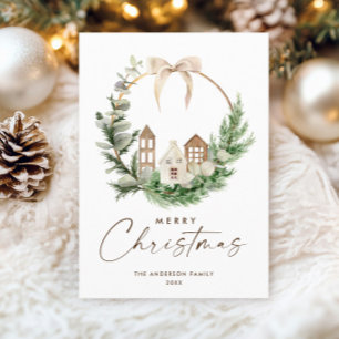 Neutral Minimalist Boho Christmas Composition Holiday Card