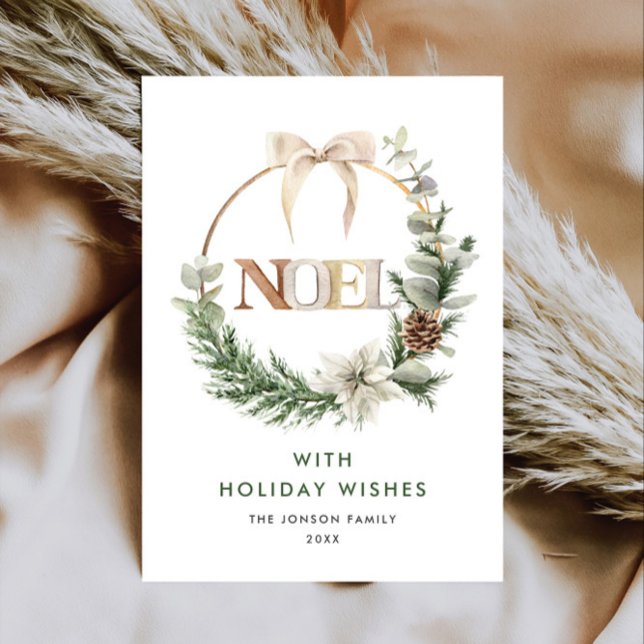 Neutral Minimalist Boho Christmas Composition Holiday Card (Creator Uploaded)