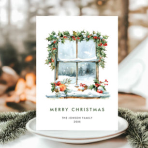 Neutral Minimalist Boho Christmas Composition Holiday Card