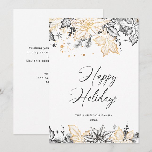 Neutral Minimalist Boho Christmas Composition Holiday Card (Front/Back)