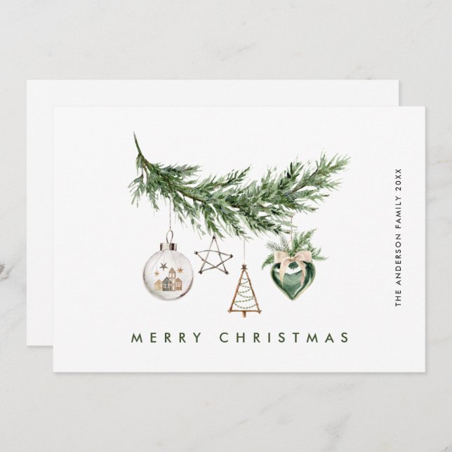 Neutral Minimalist Boho Christmas Composition Holiday Card (Front/Back)
