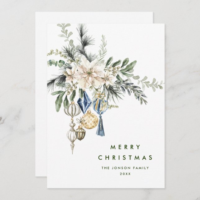 Neutral Minimalist Boho Christmas Composition Holiday Card (Front/Back)