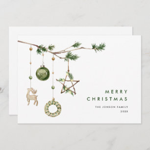 Neutral Minimalist Boho Christmas Composition Holiday Card
