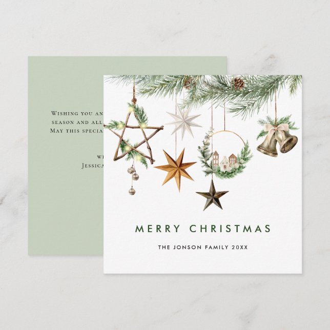 Neutral Minimalist Boho Christmas Composition Holiday Card (Front/Back)
