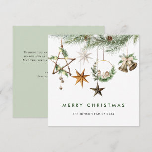 Neutral Minimalist Boho Christmas Composition Holiday Card