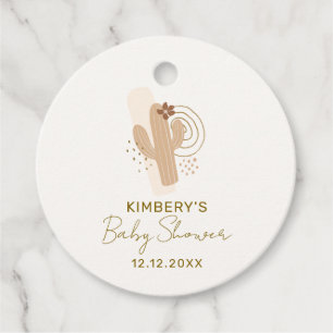 Neutral Minimalist Boho Desert Cactus Baby Shower Favour Tags
