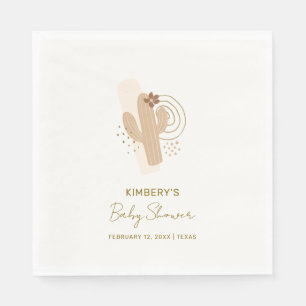 Neutral Minimalist Boho Desert Cactus Baby Shower Napkin